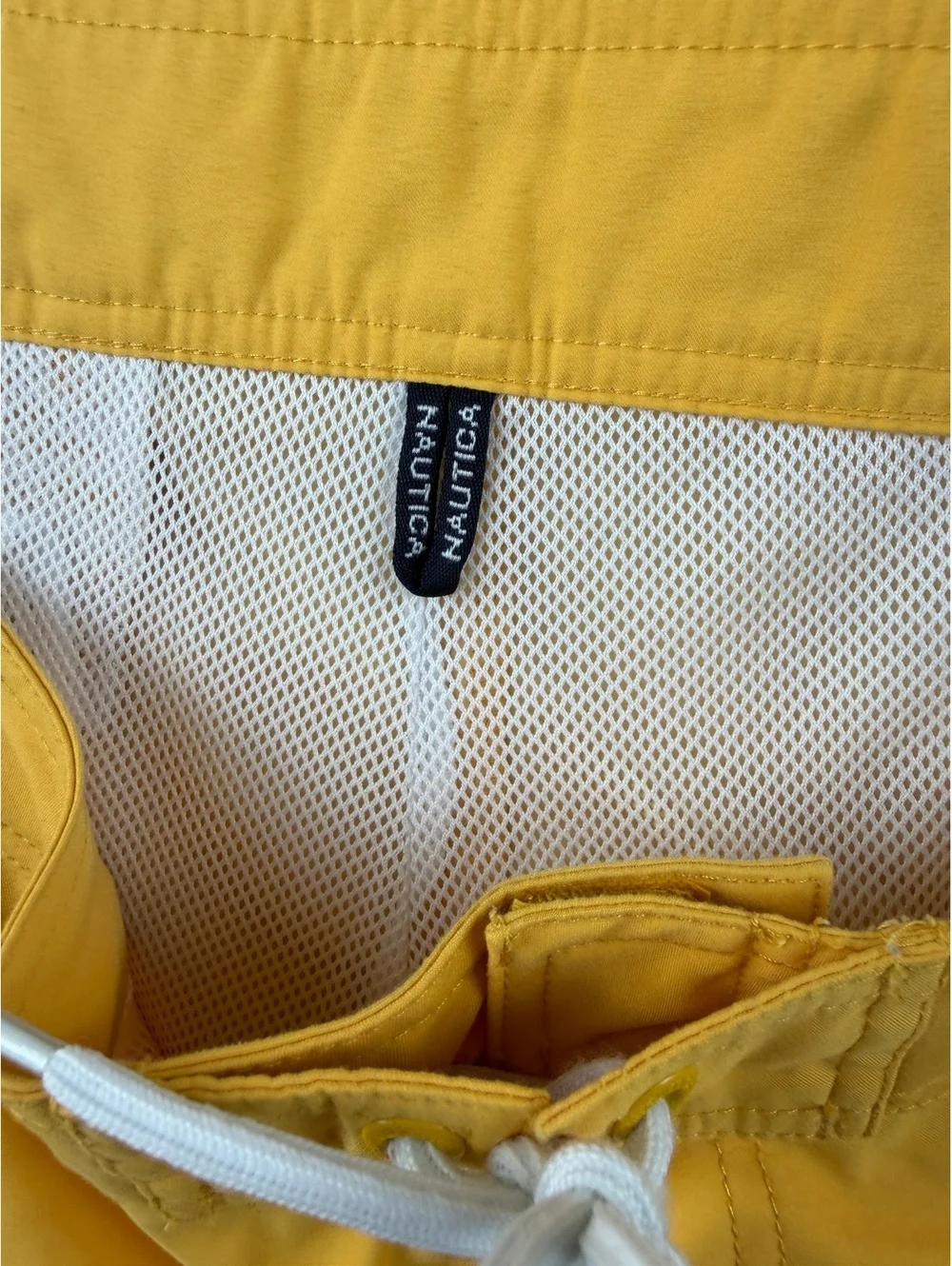 Nautica Mens 36W Board Shorts Colorblock Yellow Blue Navy Swim Trunks Y2K